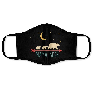 Discover Mama Bear with 2 Cubs Retro Mother's Day Face Masks