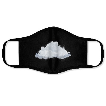 Discover single drawn fluffy white cloud Face Masks