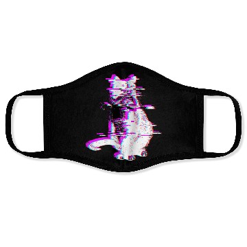 Discover Vaporwave Synthwave Glitch Cat Feline Kitty Face Masks