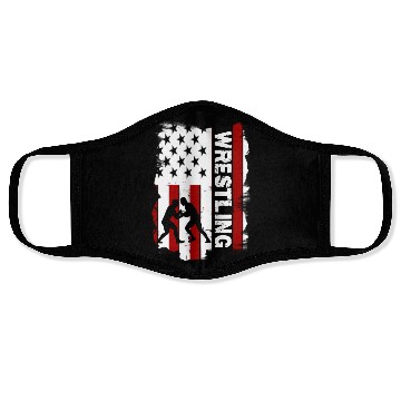 Discover Wrestling American flag Face Masks