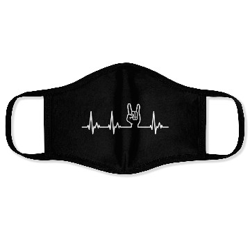 Discover Devil Horns Heavy Metal Heartbeat Face Masks
