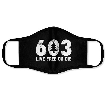 Discover Live Free or Die 603 tree New Hampshire Face Masks