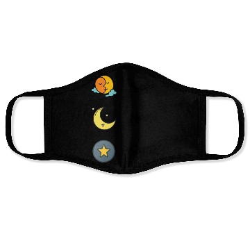 Discover sun moon and star Face Masks