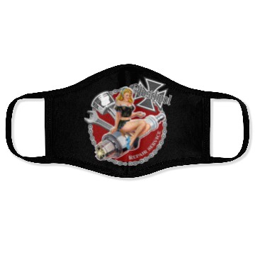 Discover Old school repair service pinup Face Masks