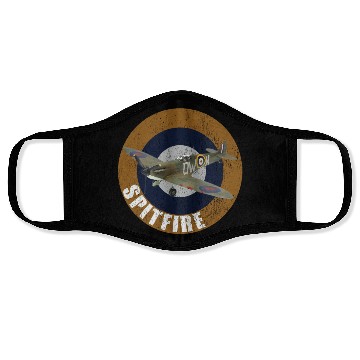Discover Famous WW2 Planes Supermarine Spitfire Face Masks