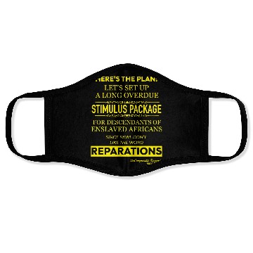 Discover Stimulus Package, Reparations (Yellow Lettering) Face Masks