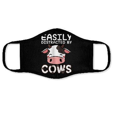 Discover Easily Distracted By Cows Farmer Farming Design Face Masks