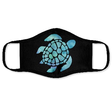 Discover Sea Turtle Watercolor Blue Face Masks