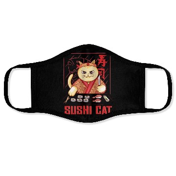 Discover Funny Sushi Cat Design Face Masks
