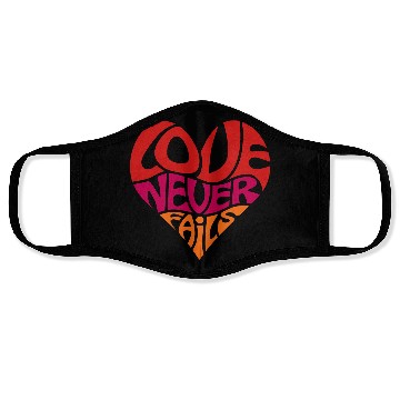 Discover Love Never Fails, Heart, Christian, Bible Verse Face Masks
