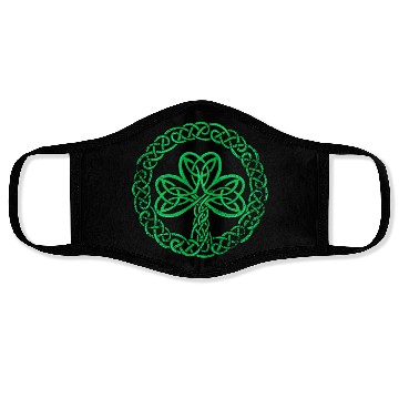 Discover Irish Celtic Knot Shamrock Distressed Clover Face Masks