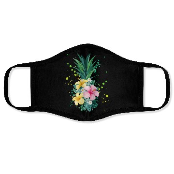 Discover Hawaii Flower Pineapple Art Vacation Face Masks