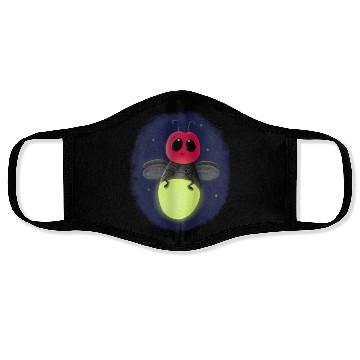 Discover Cute lightning bug firefly cartoon illustration Face Masks