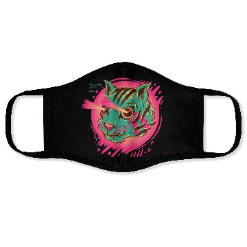 Discover Laser Cat in Synthwave Look Face Masks