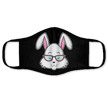 Discover Cool Rabbit as Nerd with Nerd Glasses Face Masks