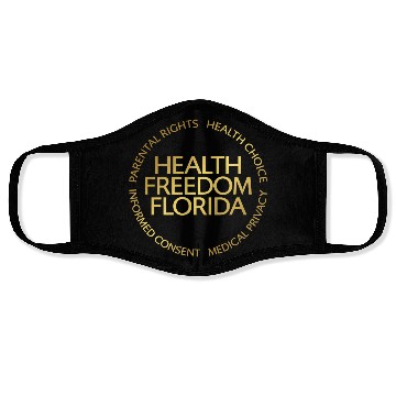 Discover Health Freedom Florida Round Logo (Gold) Face Masks
