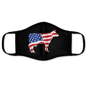 Discover Patriotic American Flag Cow Design Face Masks