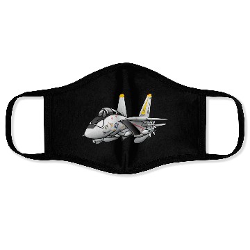 Discover F-14 Tomcat Military Fighter Jet Aircraft Cartoon Face Masks