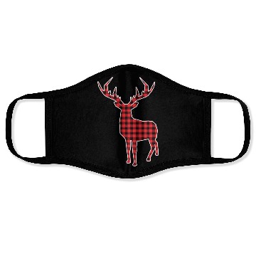 Discover Buffalo Plaid Deer Christmas Face Masks