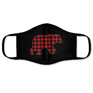 Discover Christmas Red Buffalo Plaid Check Vintage Bear Face Masks