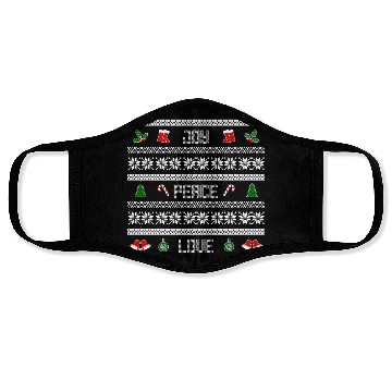 Discover 65 MCMLXV JOY PEACE LOVE CHRISTMAS SWEATER DESIGN Face Masks