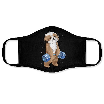 Discover Funny Weight Lifting Fitness Gym Shih Tzu Dog Face Masks