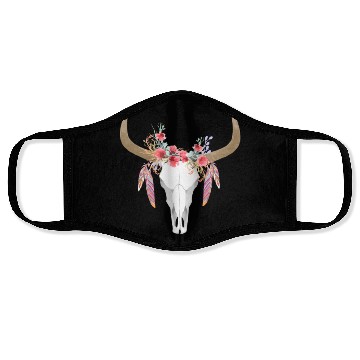 Discover Floral Cow Skull With Feathers Bull Skull Face Masks