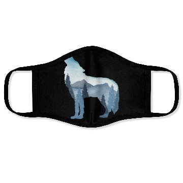 Discover Alpha Wolf Art - Nature Background Face Masks