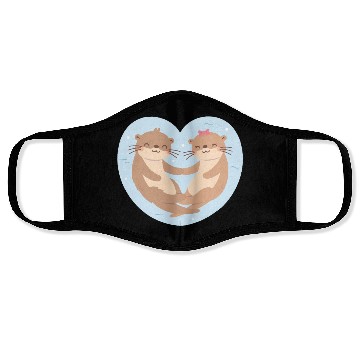 Discover Otter Couple In Love Blue Heart Face Masks