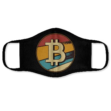 Discover Bitcoin retro sunset crypto design Face Masks