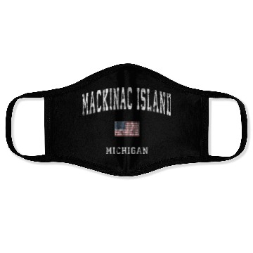 Discover Mackinac Island Michigan MI Vintage American Flag Face Masks
