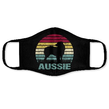 Discover Aussie Australian Shepherd Retro Silhouette Face Masks