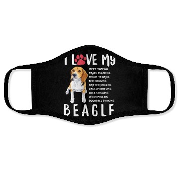 Discover I Love My Beagle Face Masks