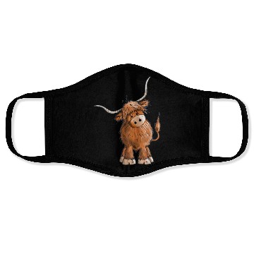 Discover Fluffy and funny scottish highland cow Face Masks