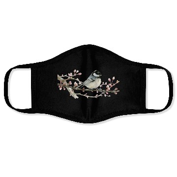 Discover Swamp Tit on A Twig - Garden Birds In Spring Face Masks