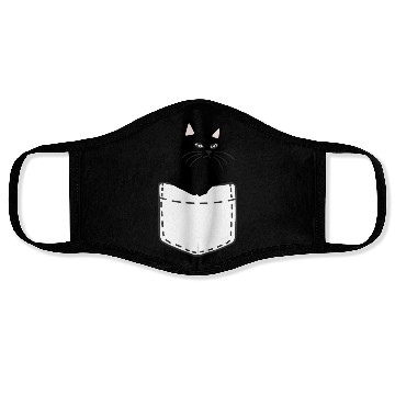 Discover Black Cat In A Pocket Face Masks