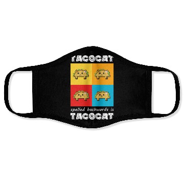 Discover Funny Taco Cat Tacocat Spelled Backwards Palindrom Face Masks