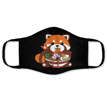 Discover Cute Kawaii Red Panda Eating Ramen Noodles Face Masks
