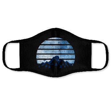Discover blue Retro Vintage With abstract mountain Face Masks