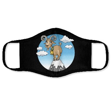 Discover Mountain goat peaks with snow cartoon Face Masks