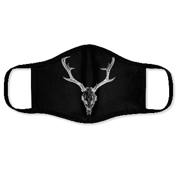 Discover Deer head illustration hunter wild nature forest Face Masks
