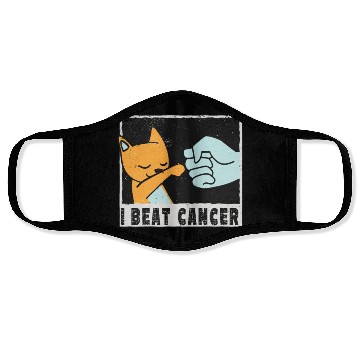 Discover cut little Cat Cancer Survivor I Beat Cancer Face Masks
