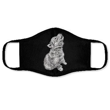 Discover Cute Baby Howling Wolf Cub Sketch Face Masks