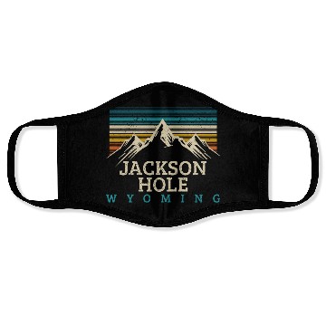 Discover Jackson Hole Wyoming Vintage Mountains Nature Souv Face Masks