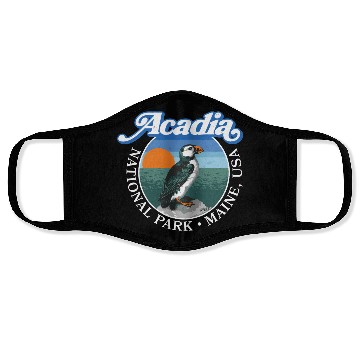Discover Retro Acadia National Park Vintage Maine Puffin Face Masks