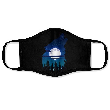 Discover Howling wolf full moon forest howling wild Face Masks