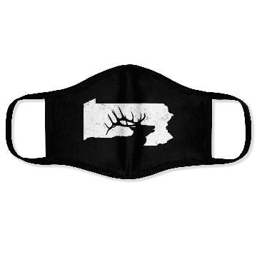 Discover Pennsylvania Elk Hunting Bull Elk PA State Shape Face Masks