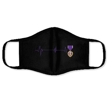 Discover Heart Beats Purple Heart US Military Purple Heart Face Masks