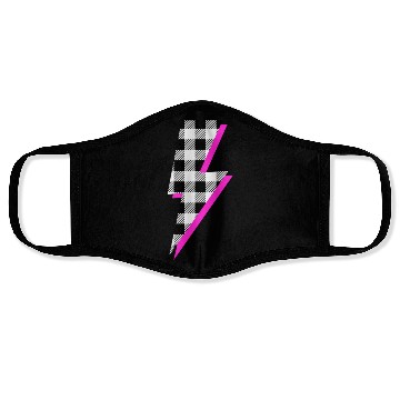 Discover Buffalo Plaid Lightning Bolt Pink Shadow Graphic P Face Masks