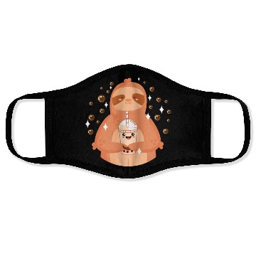 Discover Boba Tea Kawaii Sloth Drinking Face Masks